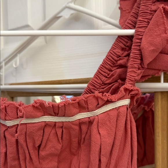 Free People Claudette Ruffled Coral Tank Top with Smocked Bodice - Picture 5 of 10